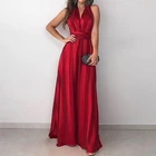 Gradient Stripes V-Neck Sleeveless Evening Dress Maxi Party Dress