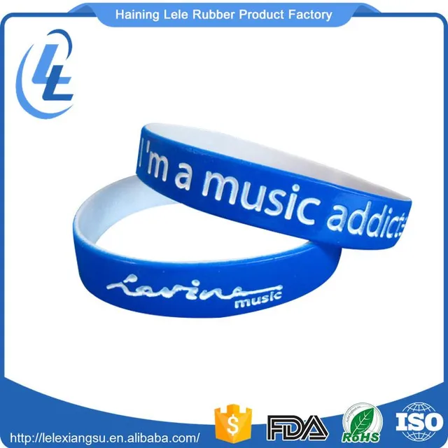 printed silicone rubber promotional gift bracelet custom logo