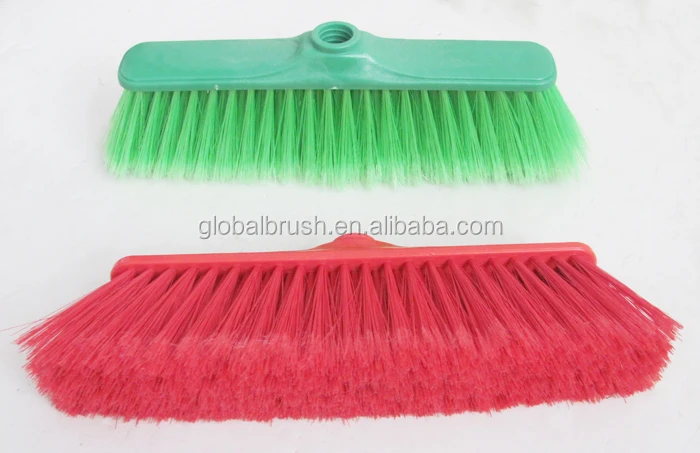 red color pp soft brush broom with long wooden stick for new