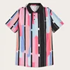 custom brand multicolor stripe men short sleeve basic polo shirt