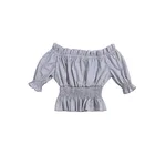 2018 Summer Baby Girls Solid Color Gray Wholesale Bulk Clothes Girl Tunic Ruffle Top