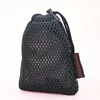 Custom logo Black Reusable Small Nylon Drawstring Mesh Bag Pouch