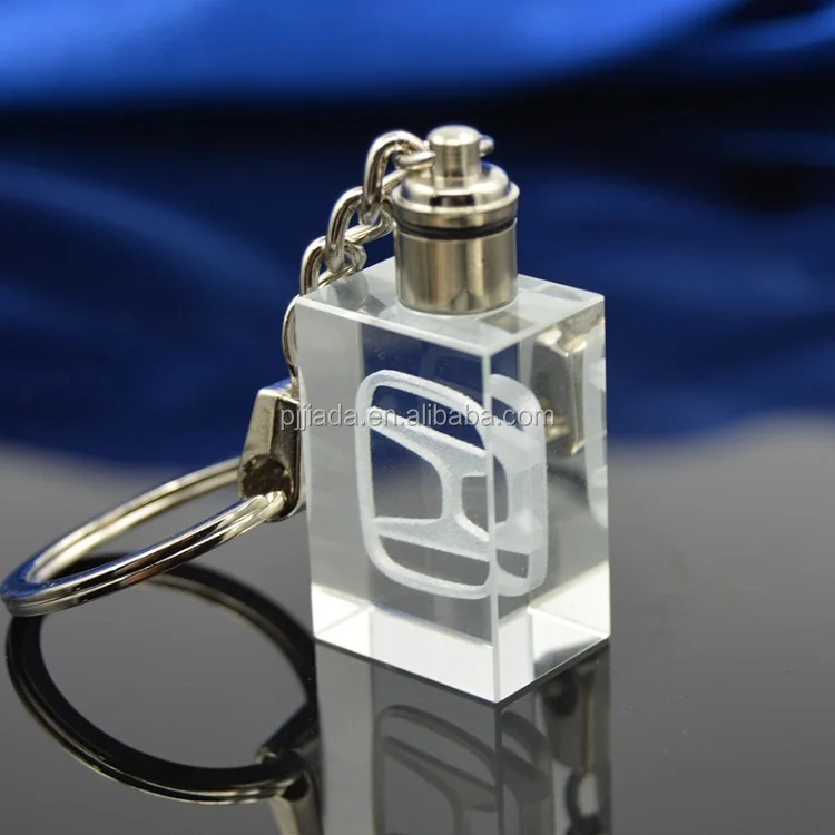 laser engraving crystal glass keyring clear led crystal keychain