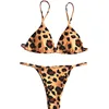 2019 Hot sale leopard print european size women two pieces sexy bikini