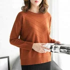Wholesale Women Round Neck Long Sleeve Base Knit Pullover Sweater