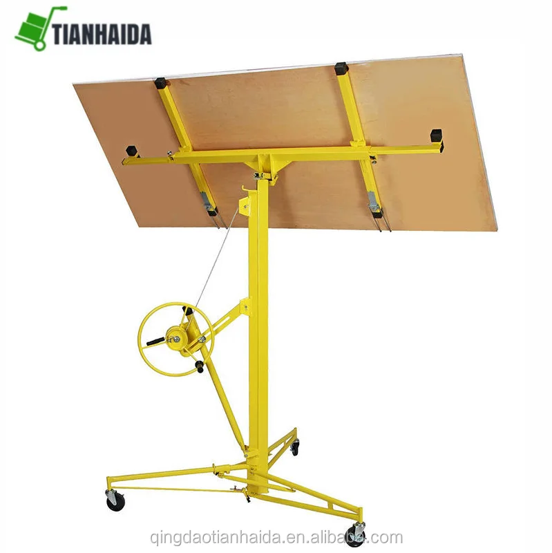 Idealchoiceproduct 16 Drywall Lift Rolling Panel Hoist Jack Lifter Construction Caster Wheels Lockable Tool Yellow 