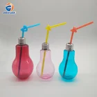 PET 200ml/320ml lamp bulb shape plastic juice bottles,colored bulb shape pet water bottle
