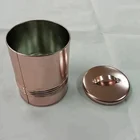 Decorative Rose Gold Round Cookie Tin Box With Metal Handle