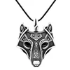 Viking necklace Custom style logo viking necklace and wolf head pendant