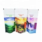 Laminated Full Color Print Zipper Pouch Aluminium Inside Paper Bag With Tear Notch