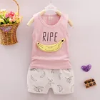 Banana cartoon sleeves pants two pieces children casual sports suits summer clothing sets for kids