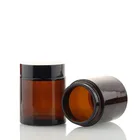 Hot sale 20ml 30ml 50ml 100ml Amber cream glass jar with black lid, amber cosmetic glass jar