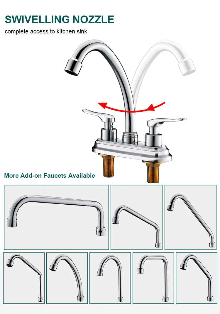 Deck-mounted 2 hole kitchen faucet solid brass faucet manufacturers