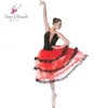 Tiered romantic tutu red spanish dress for adult girls ballet dancing long ballet tutu performance costumes 18004