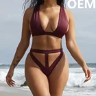 Wholesale custom made sexy brazilian bikini for mature women seamless high cut swimwear