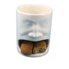 3D raised embossed face porcelain coffee mug with cookie pocket