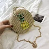 Hot Card Pineapple Embroidery Braided Chain Round Shoulder Hand Strap Crossbody Bag