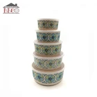 Restaurant 5 Plastic Bowl Set Wholesale 5 Piece Bamboo Fiber Round Storage Plastic Chinese Rice Bowl Set With PE Lid