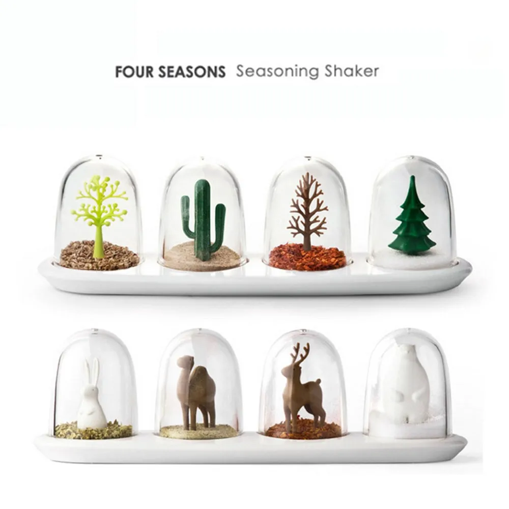 4PCS Kitchen Supplies Bottle Seasons Spice Seasoning Salt Pepper Shaker Condiment Shaker Container Animals Bottle KC1128