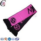 Chengxing custom scarf knitted fashion football soccer fan acrylic sport cheap jacquard soccer lady embroidered scarf