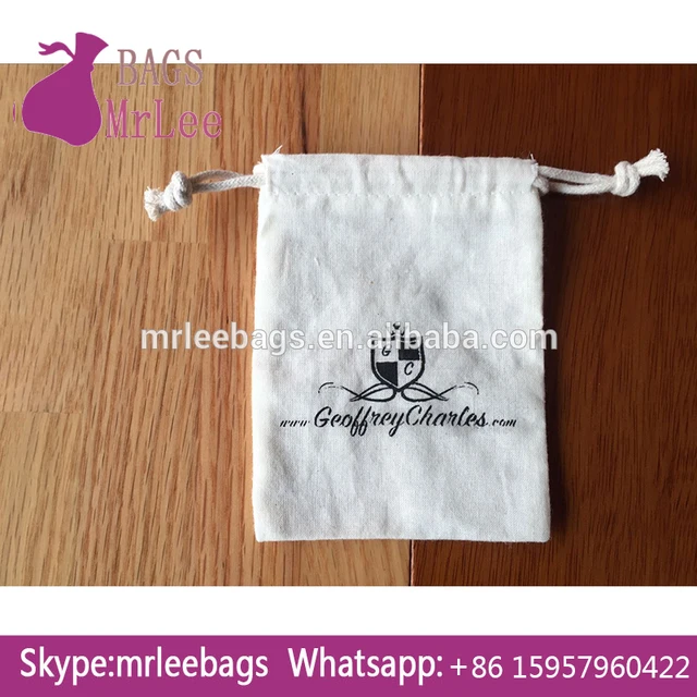 custom logo drawstring cotton muslin jewelry bags