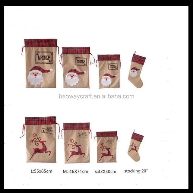 christmas santa sacks gift bag mix 30 color cotton canvas