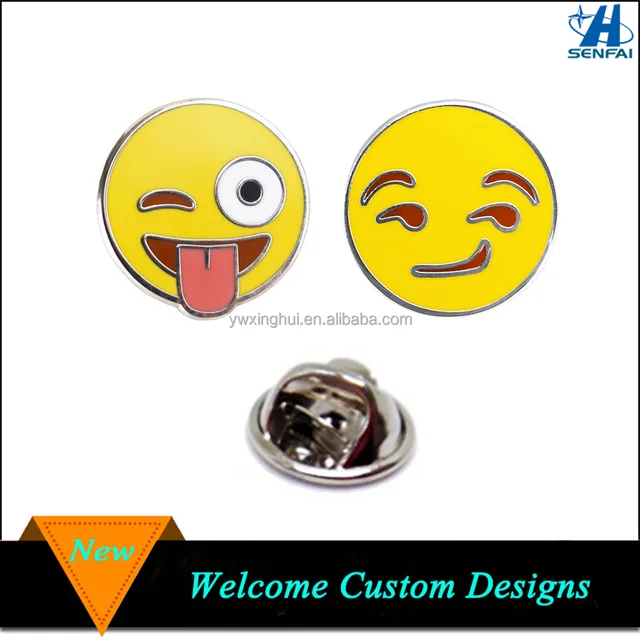 cute enamel wink with tongue emoji lapel pins custom emoji lapel