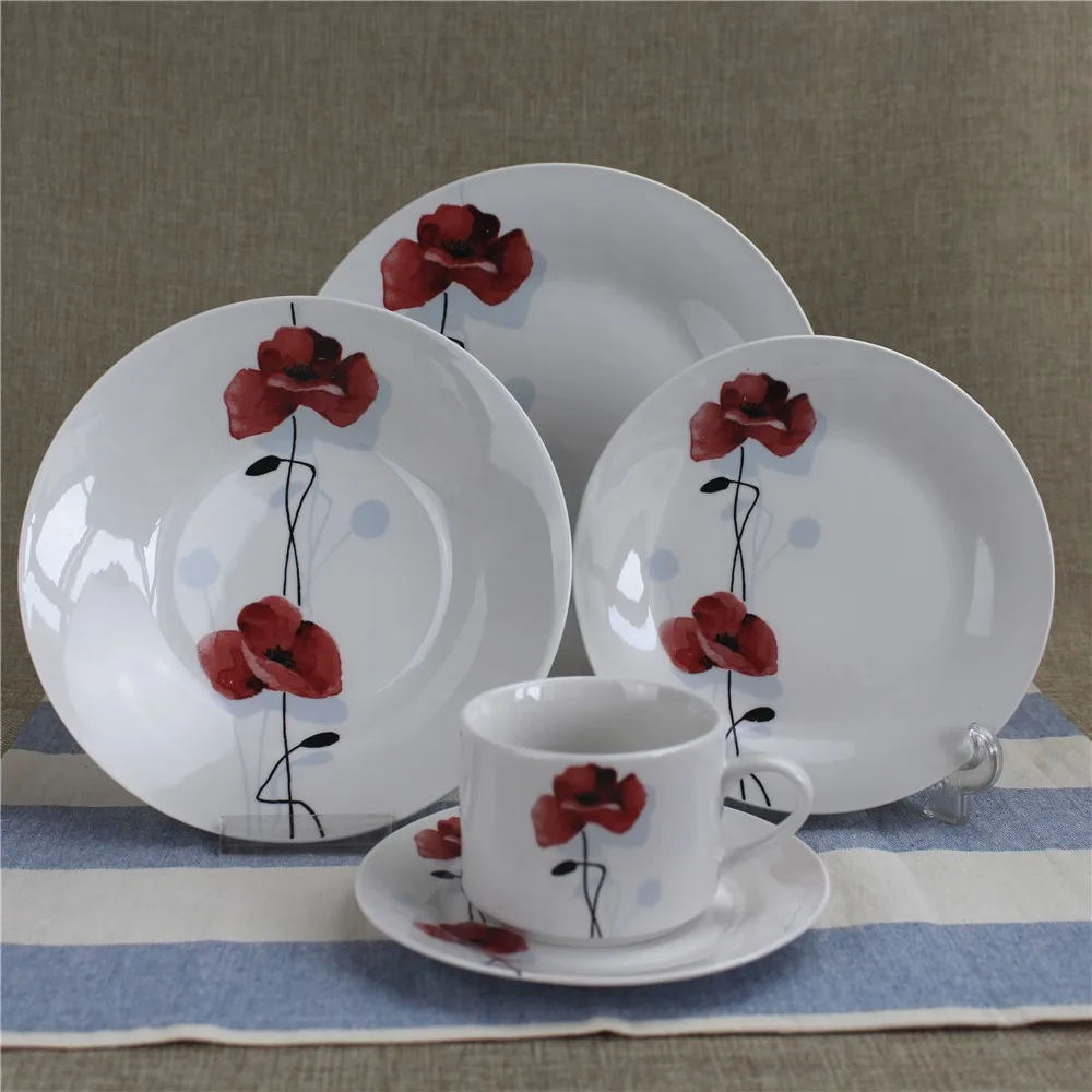 White Daily Used Restaurant 16pcs Dinnerware Sets Dinner Sets,Moon