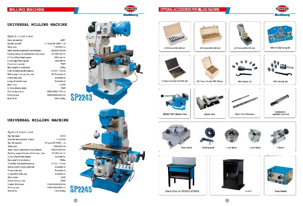SP2243 manual milling machine price for factory sales