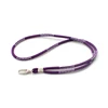 Fashionable narrow size good quality cheap round cord woven fabric purple lanyards promo with keyring