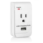 Surge Protector, Electronics Charging Station, 6 Outlet 2 USB Port Wall Adapter with Safety Indicator Lights White