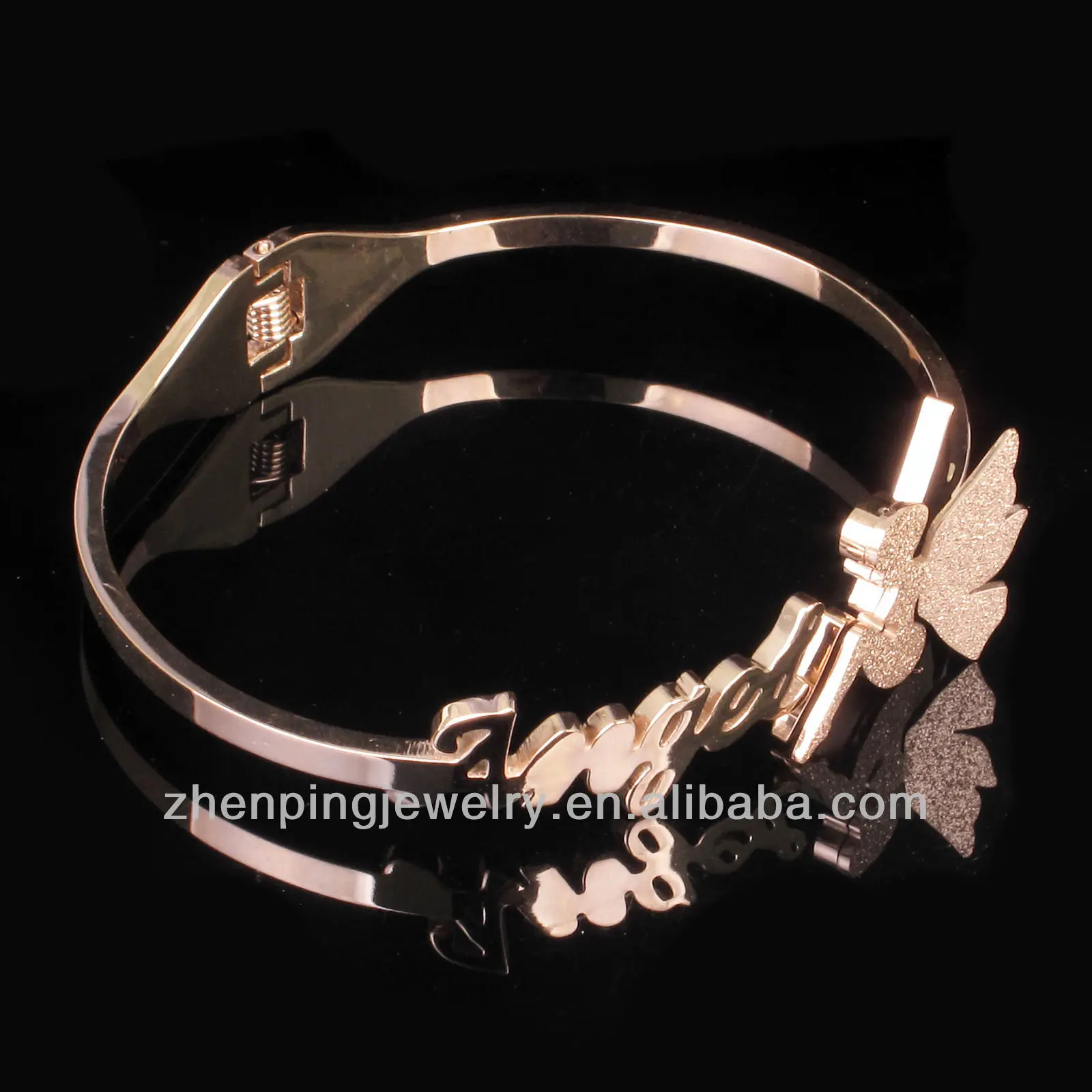 rose gold tinkerbell angel stainless steel bracelet bangle gift