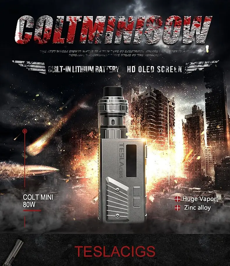original vape mod tesla colt mini 80w vapor starter kit box mod