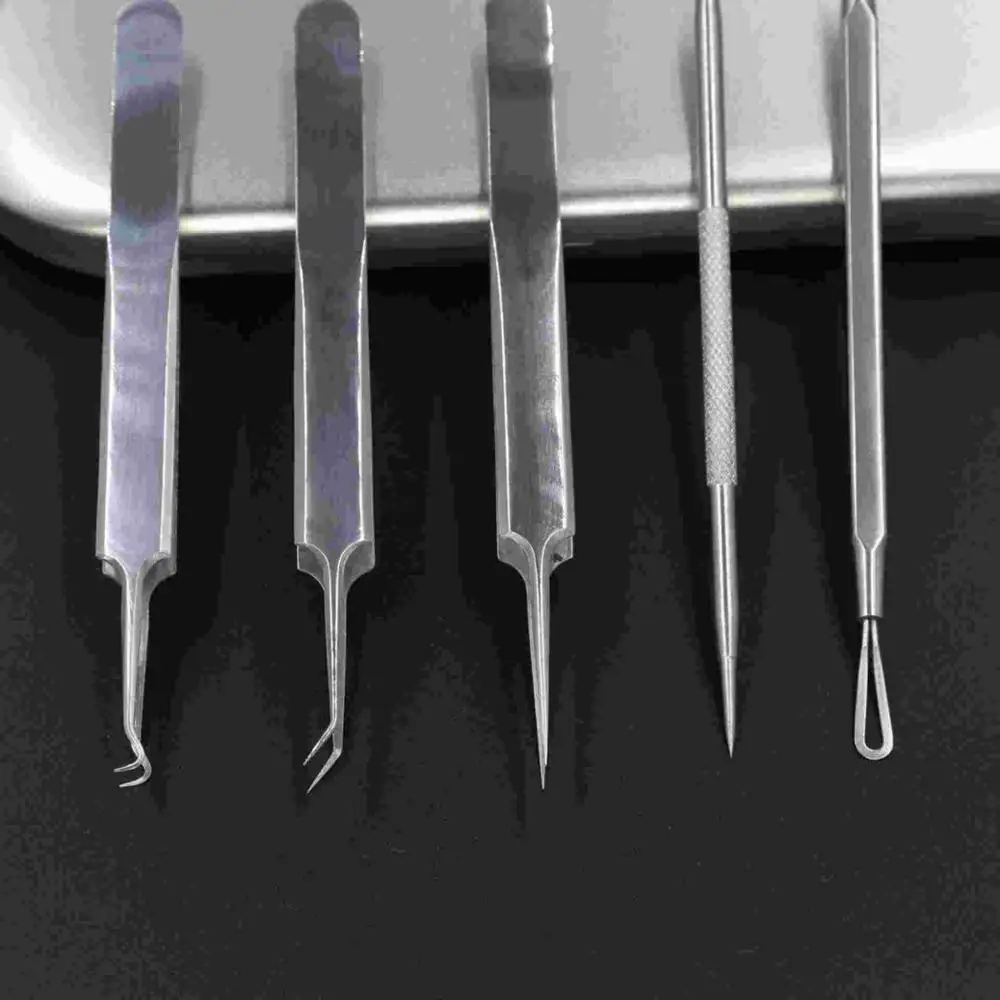 5 piece stainless steel needle acne acne blackhead acne clip tool suit spot wholesale tin acne needle