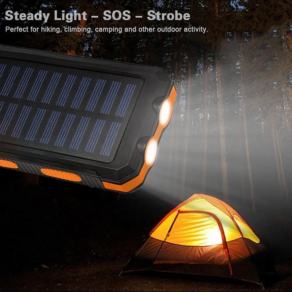 Strong waterproof solar mobile power 20000mah compass mobile phone solar power bank - ANKUX.COM