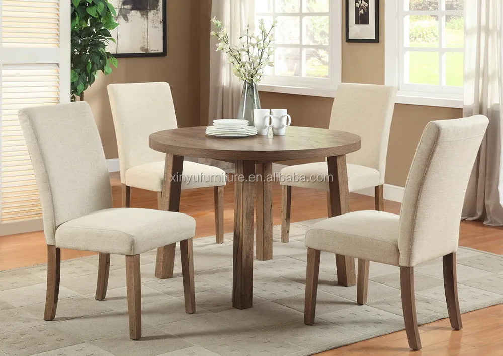 <strong>round</strong> wooden dining table and chair set