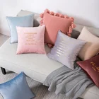 Monad Solid 100 Polyester Velvet Plain Blue Foil Printed And Embroidery Cushion Cover