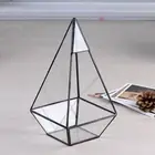 Family Decoration Geometric Terrarium Tabletop Glass Vase Indoor Garden Decor Air Plants Black Frame Flower Pot