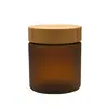Natural Amber Glass Cream Jar Cosmetic Jars,Pet Cosmetic Jar Amber Bamboo Wood Lid