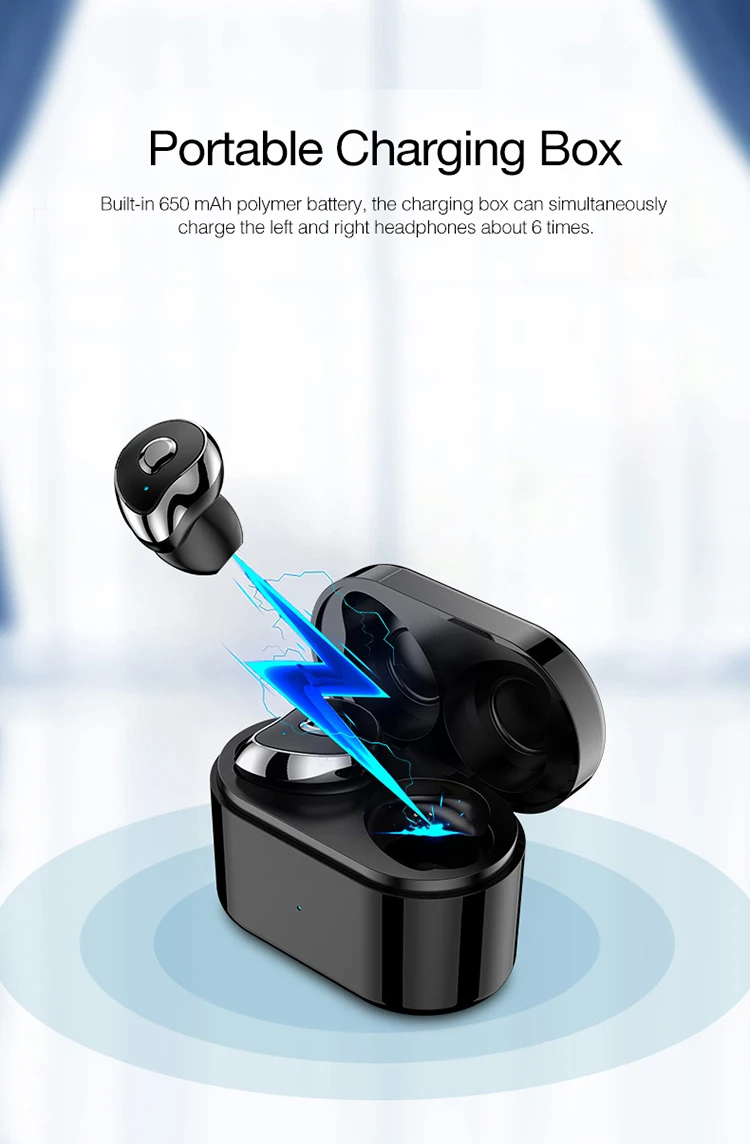 2019 New Arrivals Mini BT 5.0 TWS Wireless Earbuds Half In-ear Headphones with Charging Box - ANKUX.COM