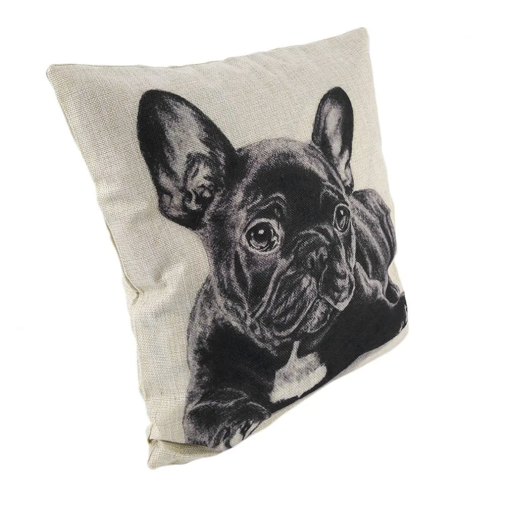 45*45CM Funny Lovely Animal Dog Pattern Office Cushion Pillow Cover Cotton Linen Decorative Pillows Pillowcases Covers 5 Types