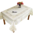 Machine embroidery lace overlay jacquard damask organza flower fancy tablecloth