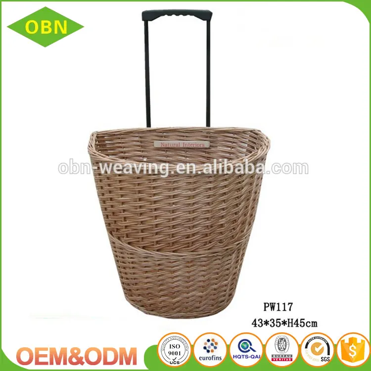 hand woven wicker trolley small wicker shopping basket with