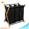 X Style Wood Bamboo Frame Laundry Bags Trolley Cart Oxford Baskets Made in China Shenzhen