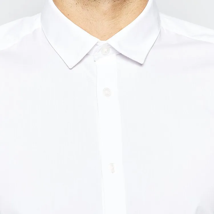 スリム フィット白シャツ付き ロング スリーブ フォーマル ビジネス白シャツ で ポプリン仕入れ・メーカー・工場