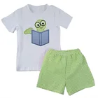 Custom Applique Design Baby Clothes Suit Set Little Boy Casual Summer Clothing Outfits