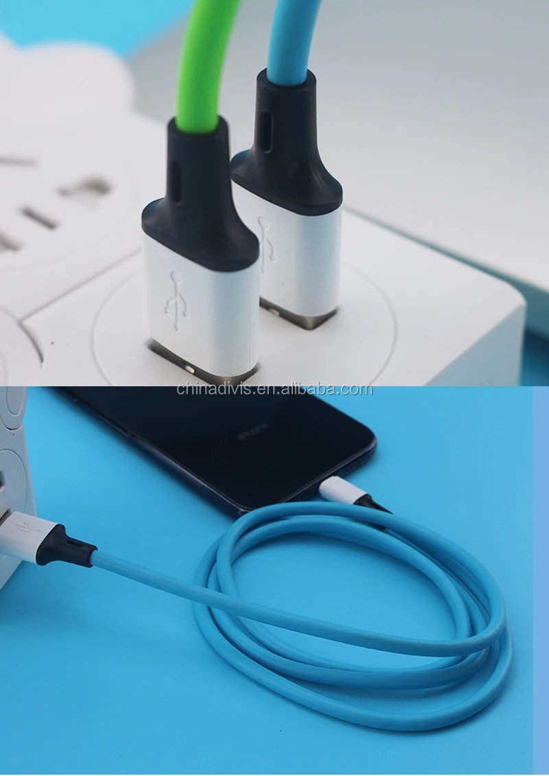 Round aluminum alloy candy color TPE high elastic cables USB fast data charging cable for mobile phone - ANKUX.COM