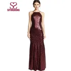 Hot sale elegant women party dress halter sequins maxi women evening dresses