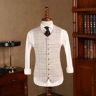Mens Designer White Grid Check Waistcoat Formal Vest