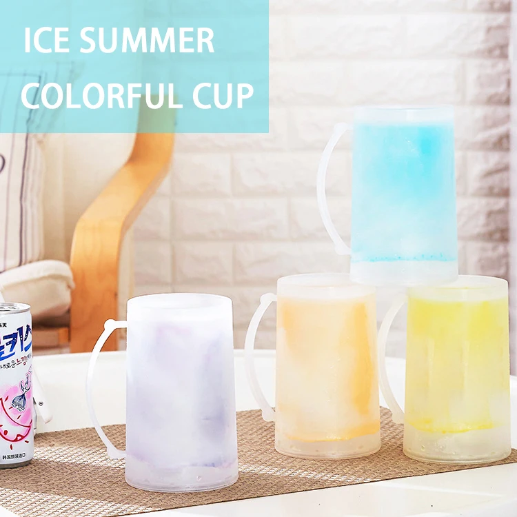 Amazon Hot Sale Double Plastic Beer Cup Clear PC Handle Mug Juice Drinking Cup Tableware Dining Pub Bar Accessories
